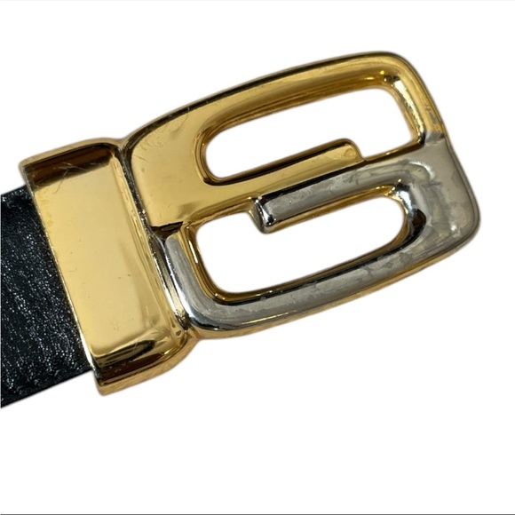 Gucci Parfums Italy Vintage GG Gold Silver Belt Buckle Reversible Belt Luxury - Picture 1 of 10